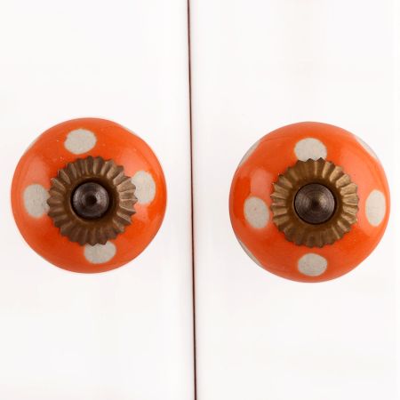 Orange Polka Dot Ceramic Cabinet Knob